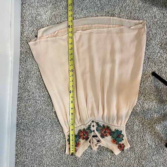 MISS ME women's pink embroidered floral tank top S lined tassels cottagecore - Picture 8 of 10